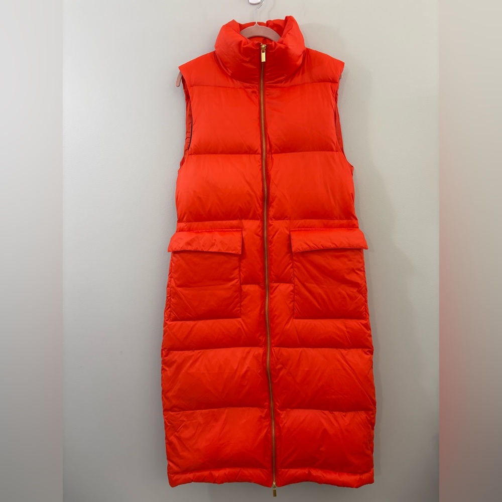 Culture Long Orange Down Puffer Vest | 90% Down | Sleeveless | Size S | NWT - Picture 2 of 12